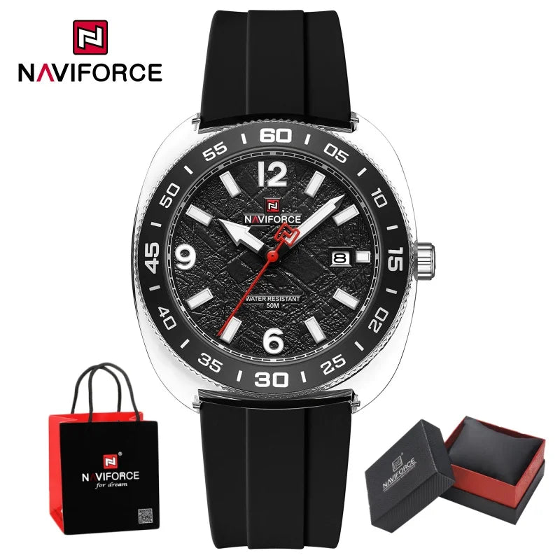 NAVIFORCE Man's Watch Quartz Calendar Luminous 5ATM Waterproof Business Luxury Casual Simple Wristwatch Gifts Box Male NF7132