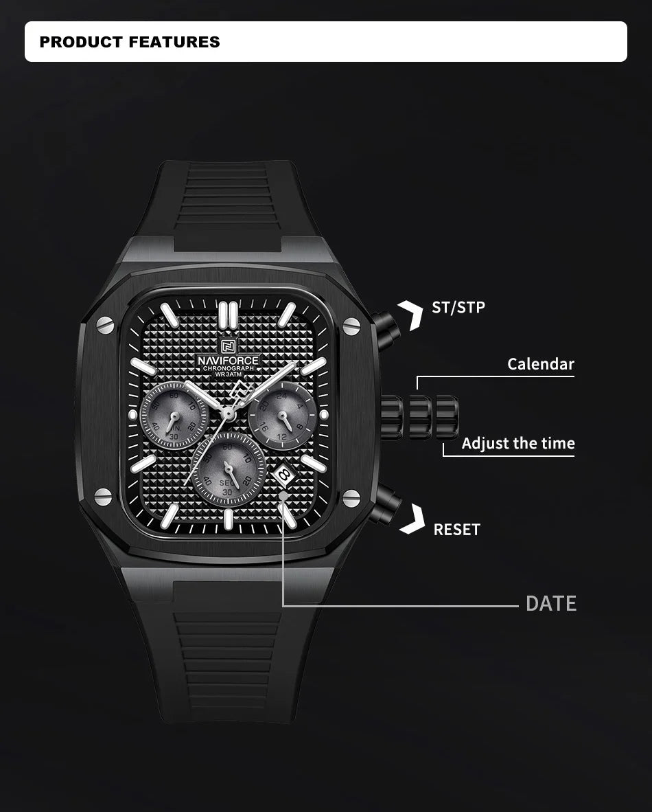 NAVIFORCE Brand New Men's Watches Luxury Date  Luminous Clock Chronograph Quartz Wristwatches Waterproof Relogio Masculino Gifts