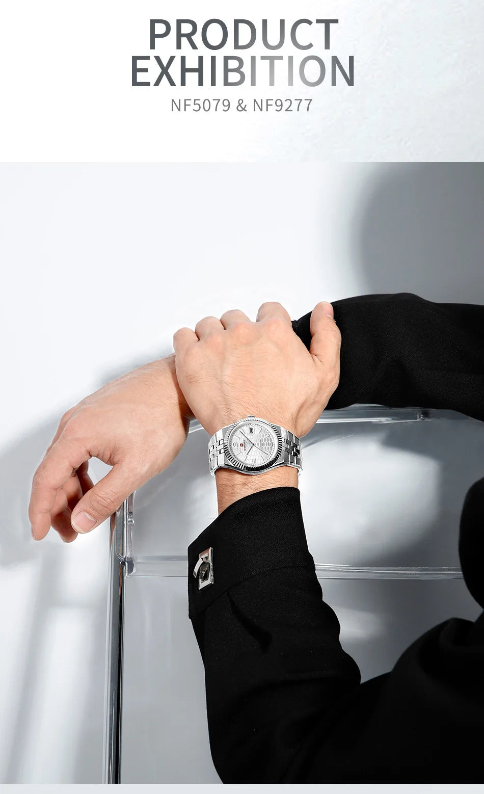NAVIFORCE Couple Watch Quartz Calendar 3ATM Waterproof Stainless Steel Trendy Luxury Lover Wristwatch for Men and Women Gifts