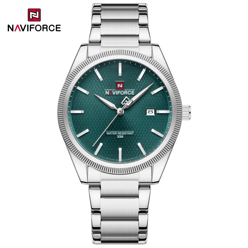 NAVIFORCE Fashion Watches for Men Luxury Business Stainless Steel Strap Quartz Wristwatches Waterproof Calendar Luminous Clock