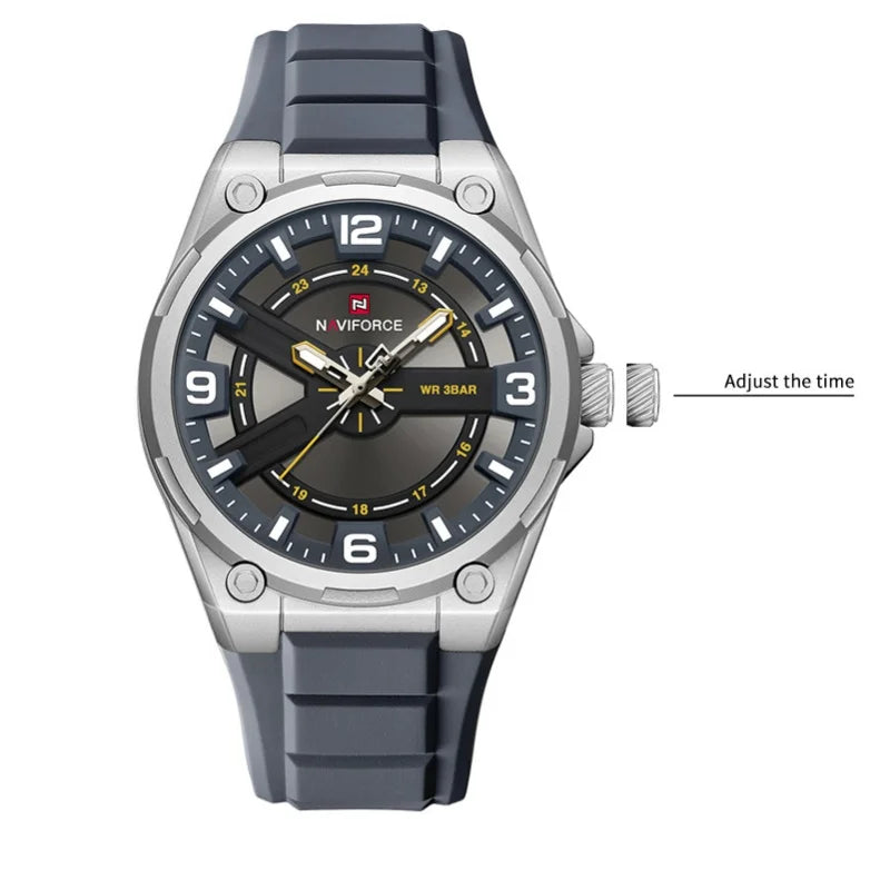NAVIFOCE Luxury Business Men Waterproof Sport Watch Quartz Clock with Wheel Dial Silicone Man Gift Wristwatch Relogio Masculino