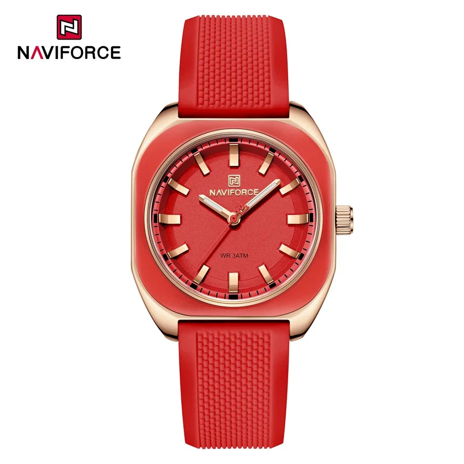 NAVIFORCE Simple Women Watches Luxury Design Silicone Watch Ladies Quartz Wristwatch Womens Polygon Dial Luminous Reloj Mujer