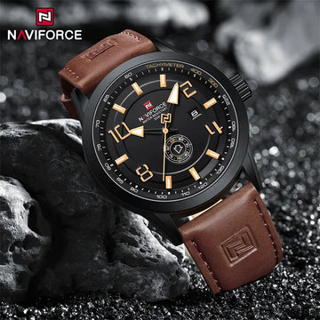 NAVIFORCE Watches for men Fashion Sports PU Strap 30m Waterproof Quartz Calendar Display Wristwatch Male Gift Relogio Masculino