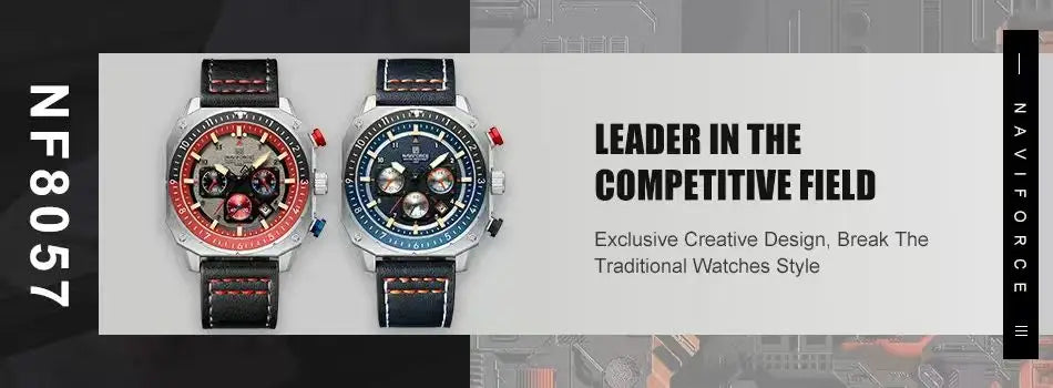 NAVIFORCE Men's Watch Quartz Chronograph Luminous Soft Silicone Strap Business Trendy Outdoor Casual Wristwatch Gift Box for Man