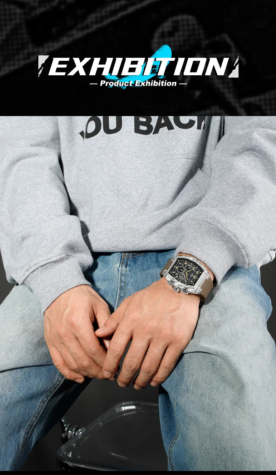 NAVIFORCE Men's Watch Quartz Chronograph Luminous Soft Silicone Strap Business Trendy Outdoor Casual Wristwatch Gift Box for Man