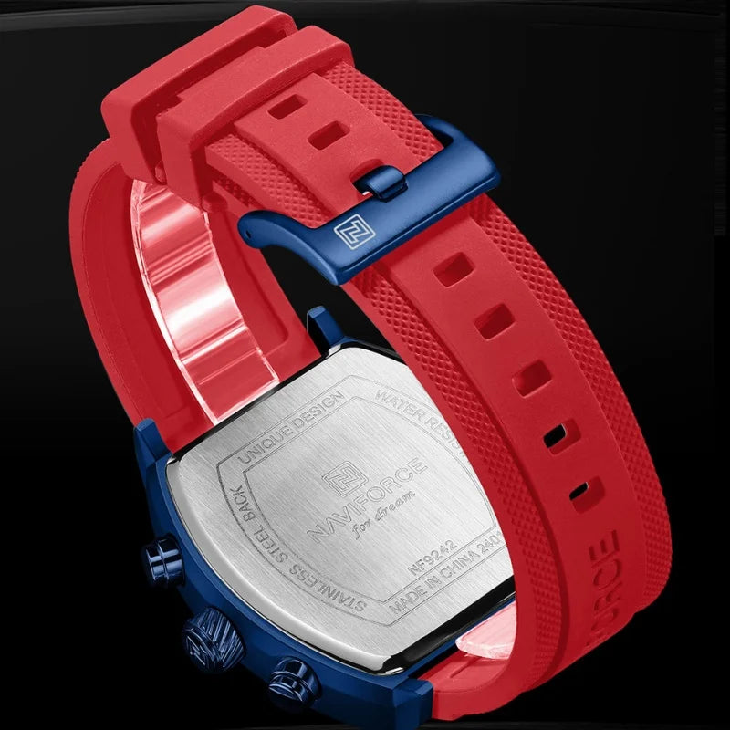 NAVIFORCE Fashionable Man's Quartz Watch Waterproof Dual Display Luminous Military Style Male Sports Wristwatch Gifts Box NF9242