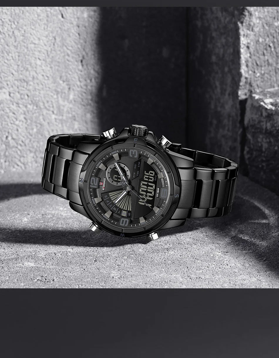 NAVIFORCE Luxury Mens Watches Military Chronograph Alarm Mode Quartz Wristwatches For Men Sports Month Calendar Waterproof Gift