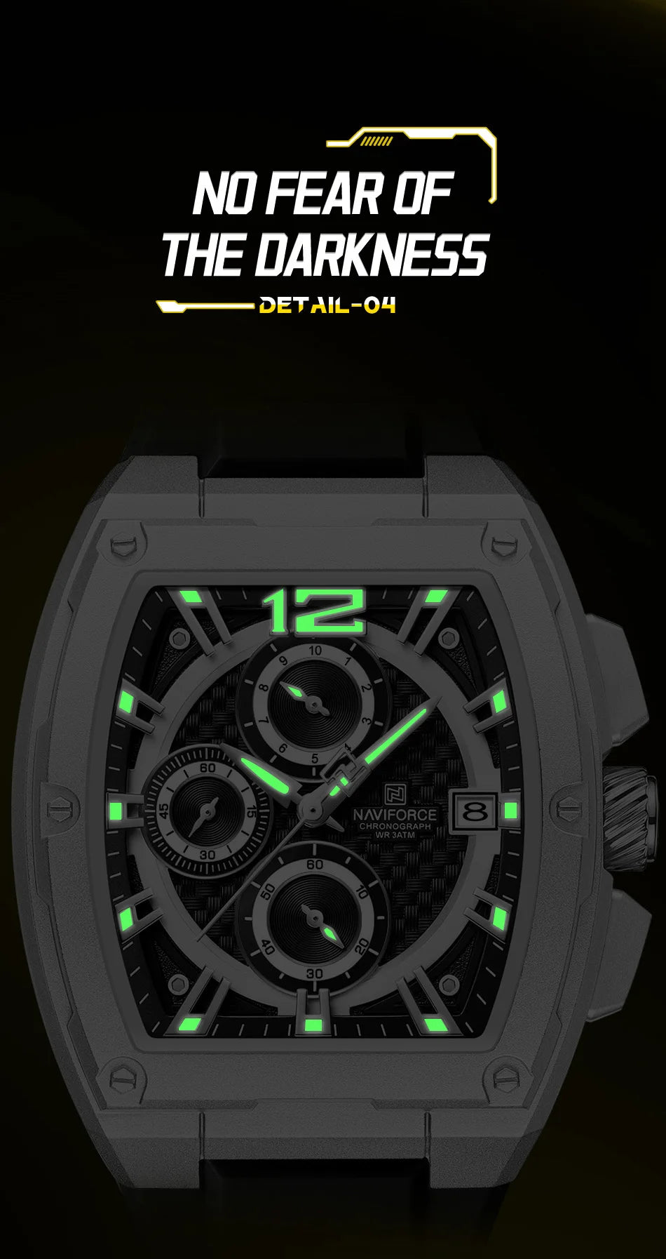 NAVIFORCE Men's Waterproof Luxury Sport Watch Casual Multifunction Chronograph Business Wristwatch with Silicone Band Gift Set