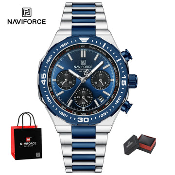 NAVIFORCE Luxury Stainless Steel Waterproof Classic Quartz Wristwatches Fashion Watch Men High Quality Male Big Face Clock Gifts
