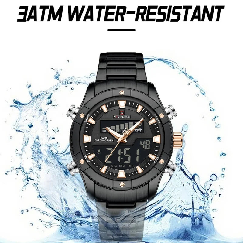 NAVIFORCE New Fashion Design Sports Men's Watches Waterproof Auto Day and Date Display Quartz Wristwatches