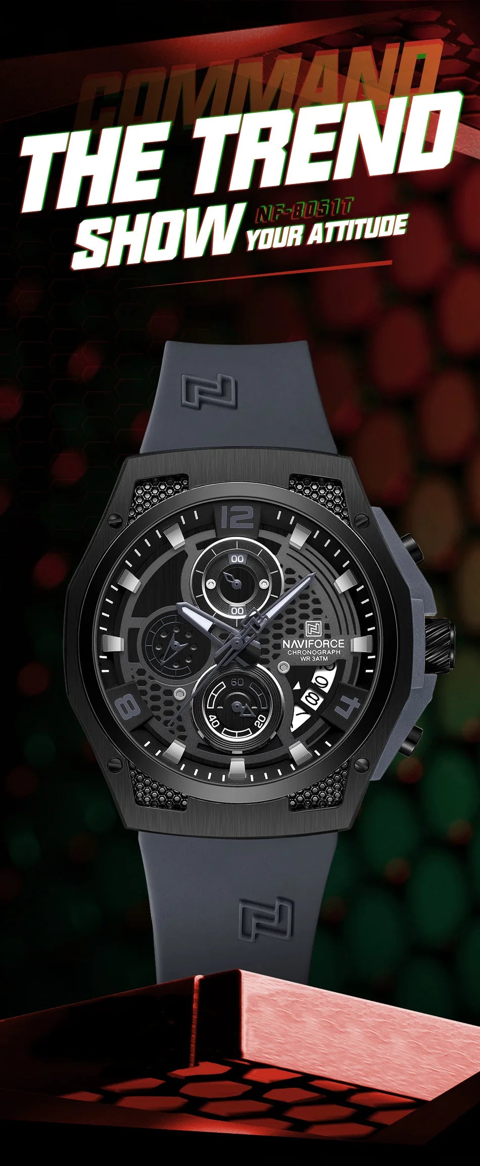NAVIFORCE 2024 Larger Dial Men Military Watches Male High-end Quartz Calendar Fashion Design Wrist Watches PU Waterproof Clock