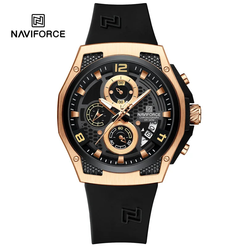 NAVIFORCE Men's Luxury Wristwatch Silicone Strap Casual Sport Luminous Water Resistant Male Quartz Watch Relogio Masculino 2024
