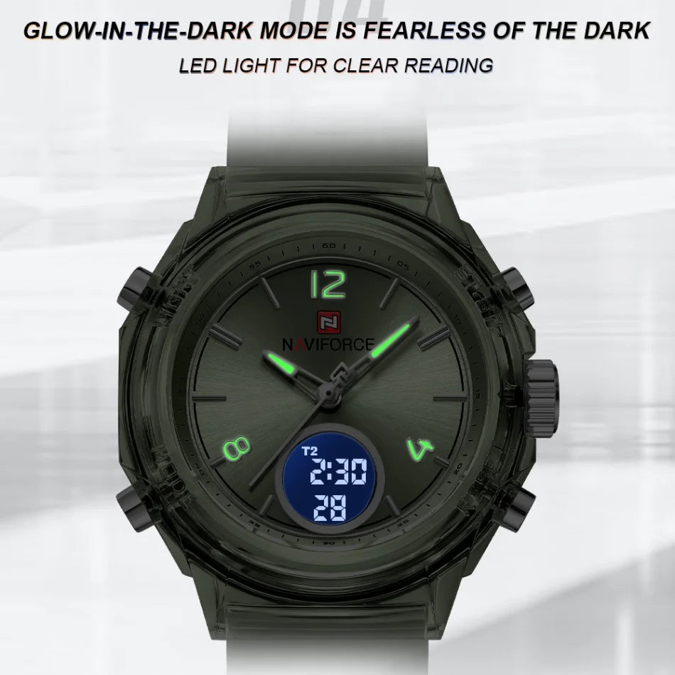 NAVIFORCE Original Watches For Woman Dual Display Lady Retro Female Quartz Watch Waterproof Round Dial Give for Girlfriend Gift