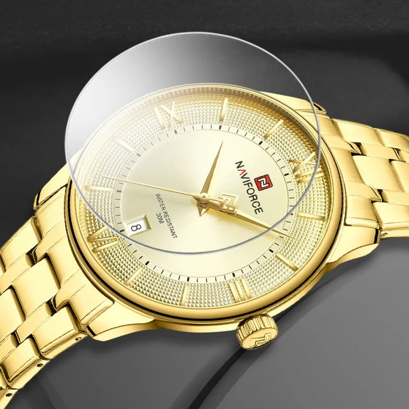 Top Brand NAVIFORCE Men's Watches Stainless Steel Week Date Clock Waterproof Luxury Male Quartz Wristwatches Relogio Masculino