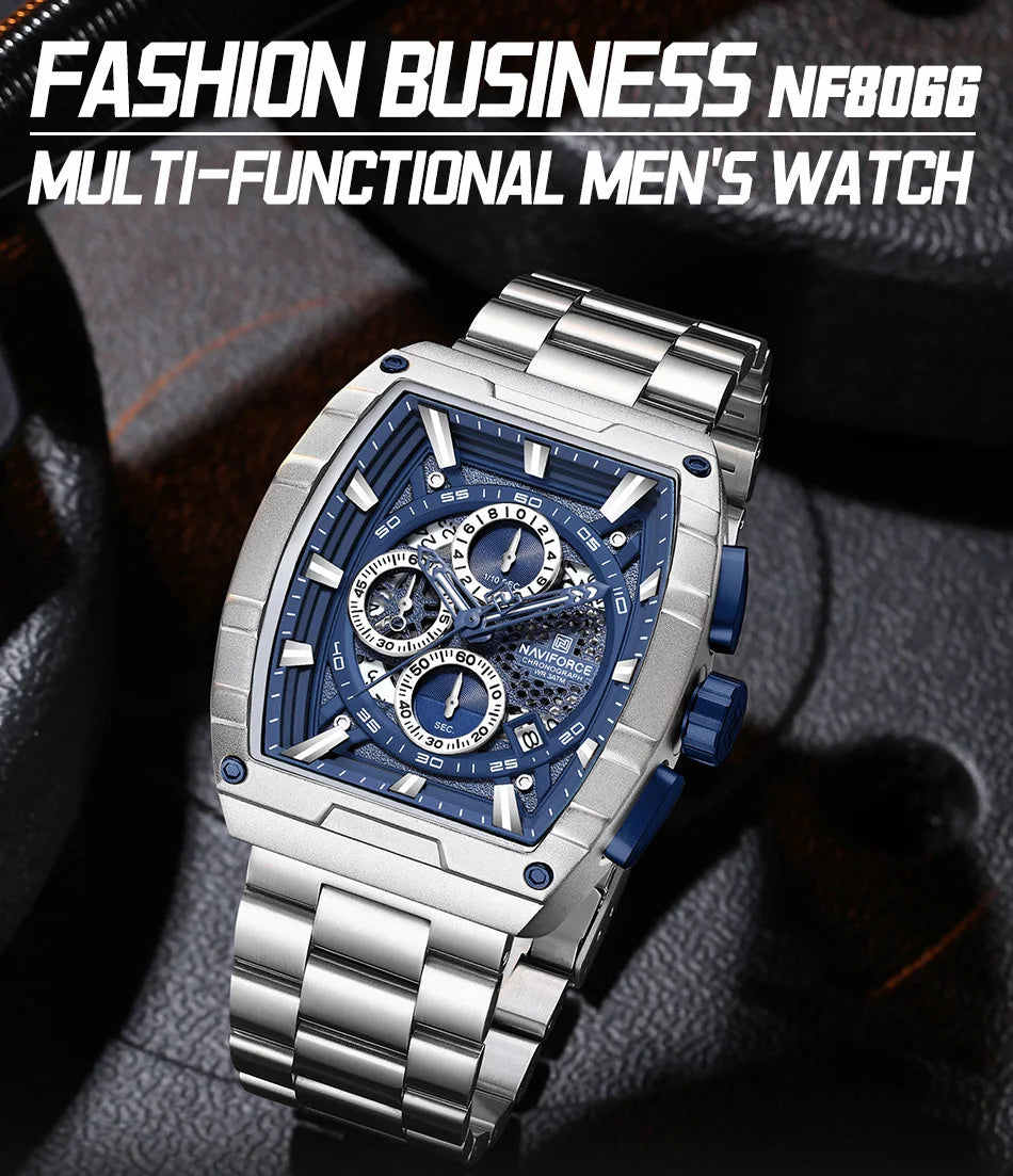 NAVIFORCE Men's Watches Sports Auto Date Man Watch Luxury Waterproof Stainless Steel Quartz Wristwatch Chronograph Package Gifts