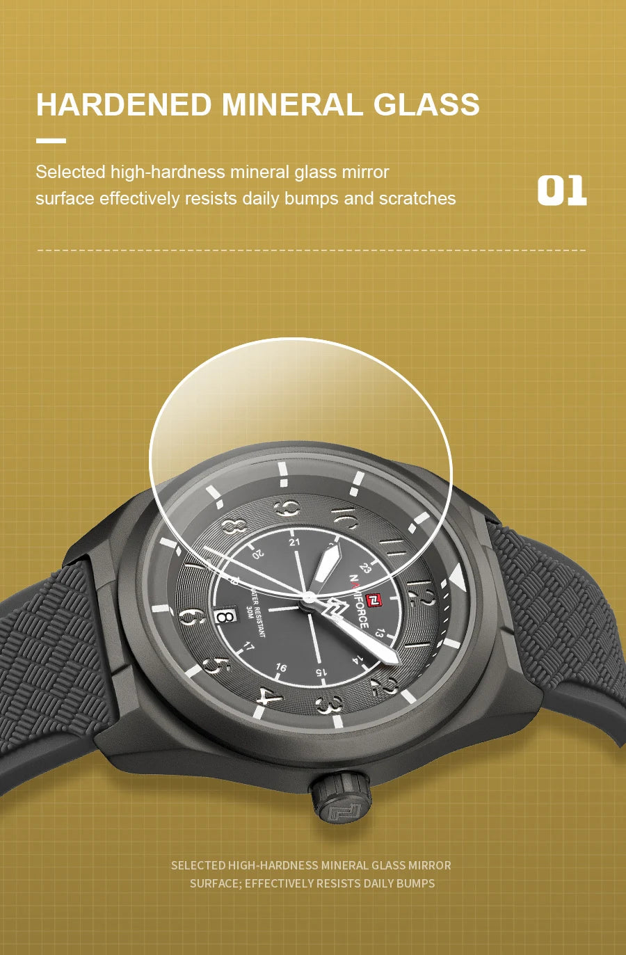 NAVIFORCE Man's Watch 30M Water Resistant Quartz Calendar Silicone Strap Luminous Casual Sports Hot Fashion Male Wristwatch Gift