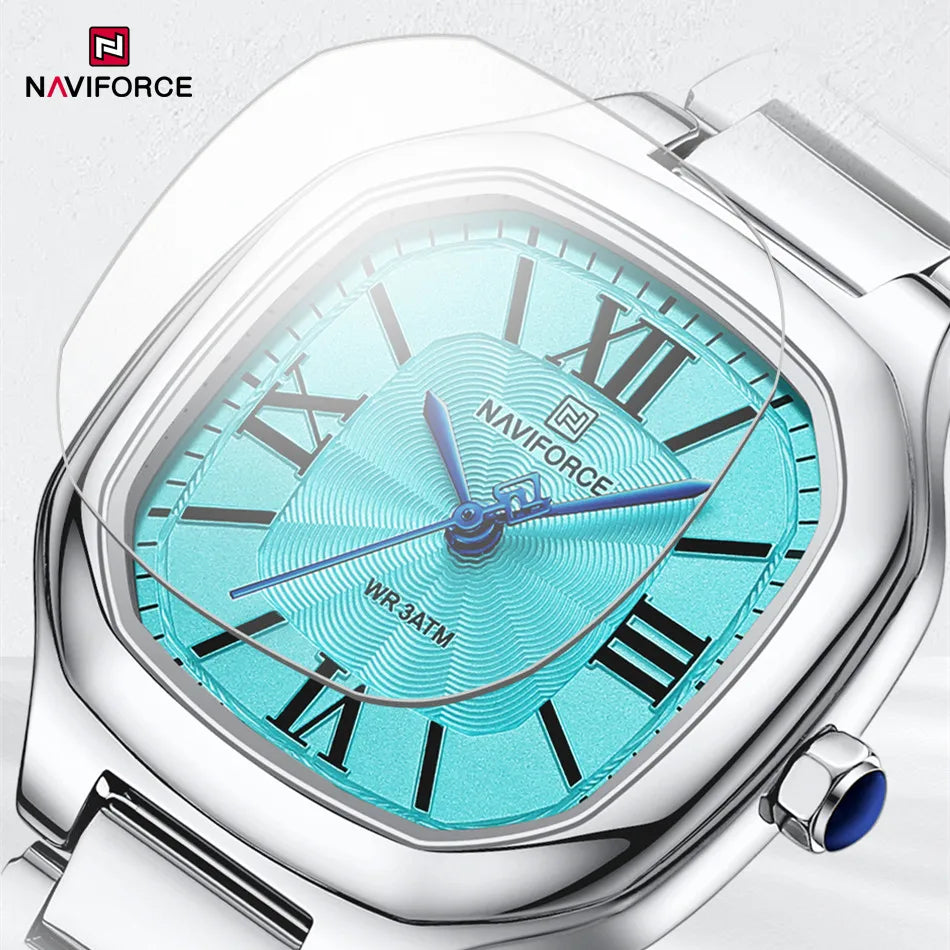 NAVIFORCE Women's Casual Watch Stainless Steel Bracelet Fashion Business Waterproof Quartz Wristwatches Ladies' Relogio Feminino