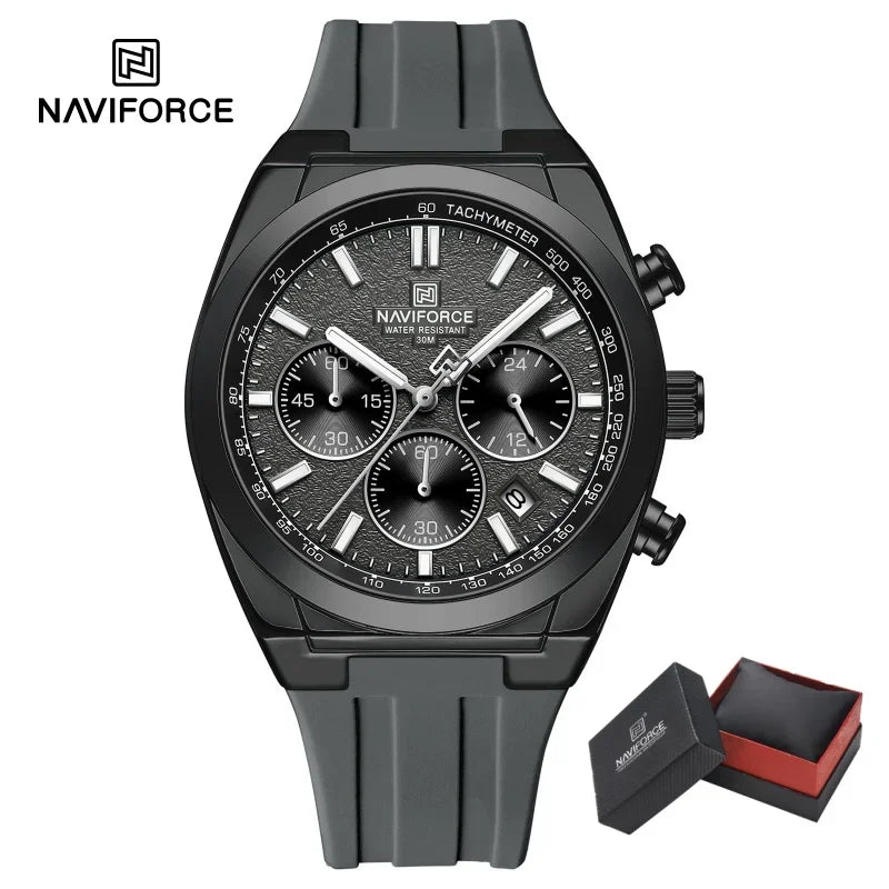 NAVIFORCE Brand Men's Fashion Luxury Quartz Wristwatches Sports 24 Hours and Date Display Waterproof Chronograph Clock Male Gift