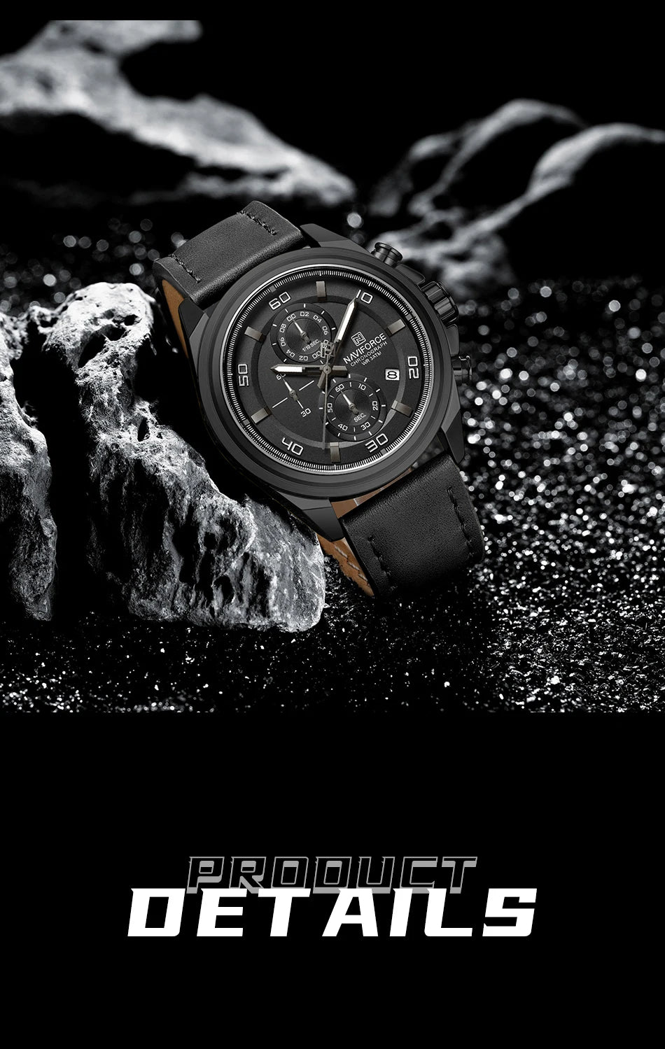 Original NAVIFORCE Business Luxury Leather Strap Men Watches Sports Chronograph Watch for Man 3ATM Waterproof Quartz Wristwatch