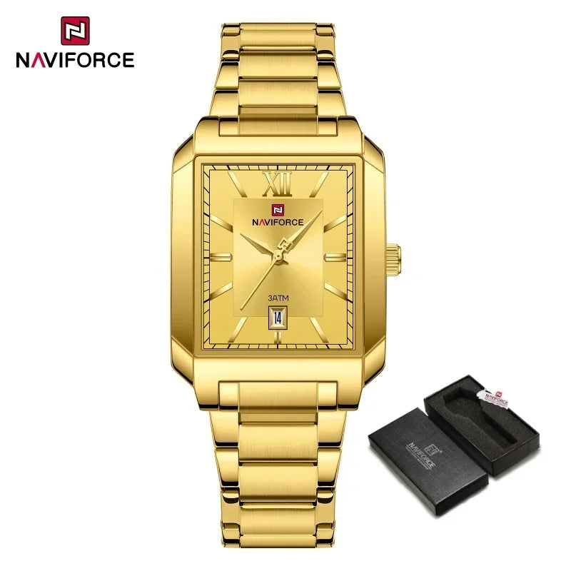 NAVIFORCE Luxury Couple Watch Stainless Steel Lover's Date Watches Quartz WristWatch For Women Men Simple Waterproof Clock Gift