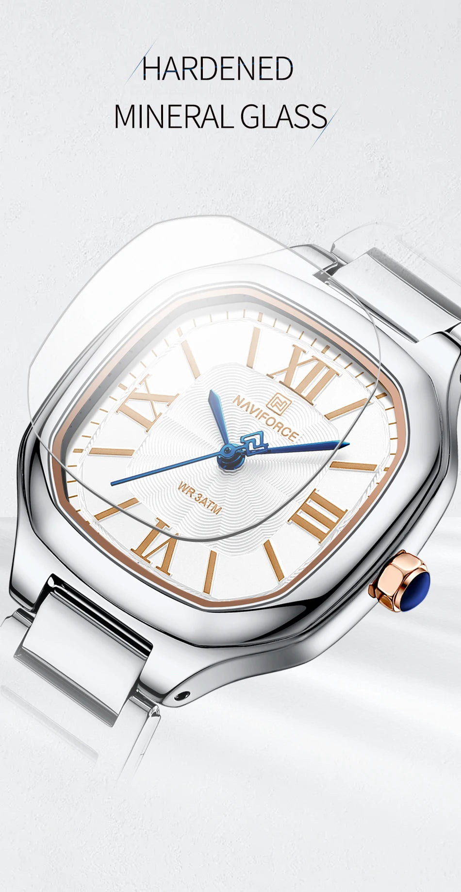 NAVIFORCE Brand Women Watch Stainless Steel Strap Waterproof Personality Fashion Female Quartz Wristwatch Relogio Feminino 2024