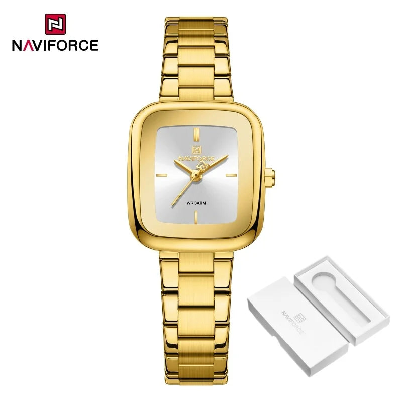 NAVIFORCE Unique Square Watches for Women 30M Waterproof Women's Stainless Steel Watches Sports Fashion Ultra Light Girls' Watch