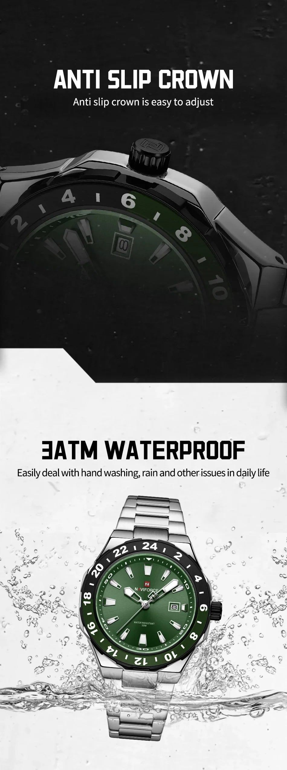 NAVIFORCE Men's Sport Casual Watch Men Military Quartz Wristwatch Date Display Waterproof Male Clock Watches Relogio Masculino