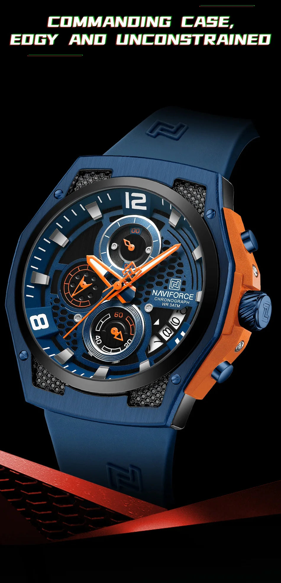 NAVIFORCE Original Watches for Man Silicone Strap Waterproof Men Quartz Wrist Watch Casual Sport Date Display Clock Reloj Hombre