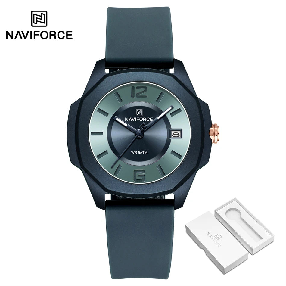 NAVIFORCE Ladies Watch For Women Silicone Strap Clock Quartz Wrist Watches for Women 5ATM Waterproof Casual Relogio Feminino