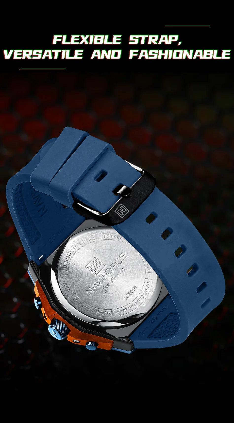 NAVIFORCE Original Watches for Man Silicone Strap Waterproof Men Quartz Wrist Watch Casual Sport Date Display Clock Reloj Hombre