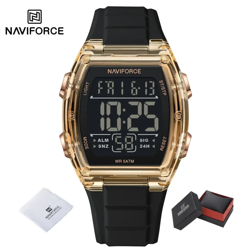 NAVIFORCE Men's Watch Alloy Dial Analog LCD Digital Display Sport Waterproof Quartz Wristwatch Date Chronograph Luminous Clock