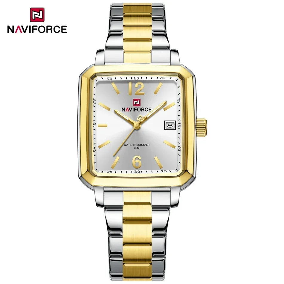 NAVIFORCE Square Design Lover's Watches Original Casual Waterproof Calendar Luxury Sports Quartz Watch for Women Men Date Gift