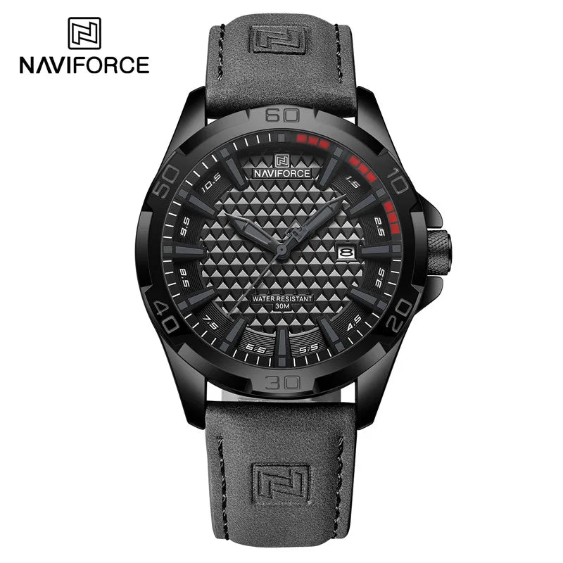 Naviforce Brand Sports Men Watches Leather Band Male 30m Waterproof Military Wristwatch Quartz Date Clock Relogio Masculino 2023
