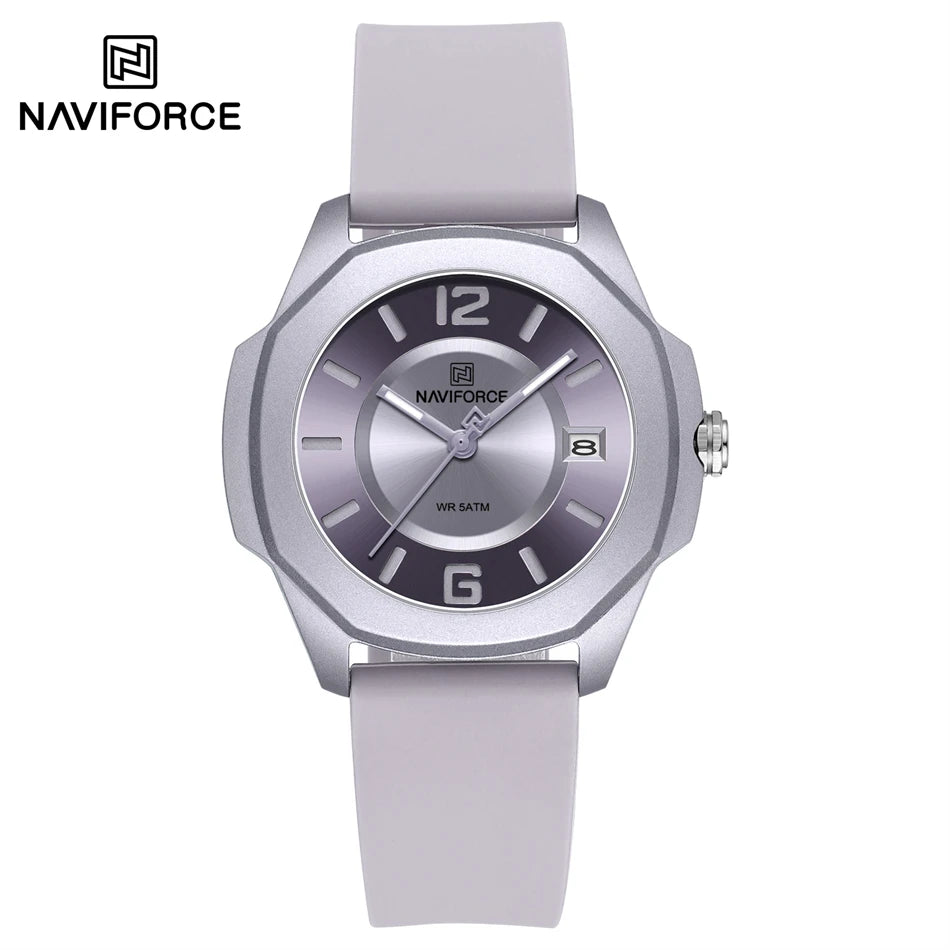 High Quality NAVIFORCE Women's Luxury Elegant Quartz Watch Simple Style Silicone Strap 3ATM Waterproof Wristwatches Reloj Mujer
