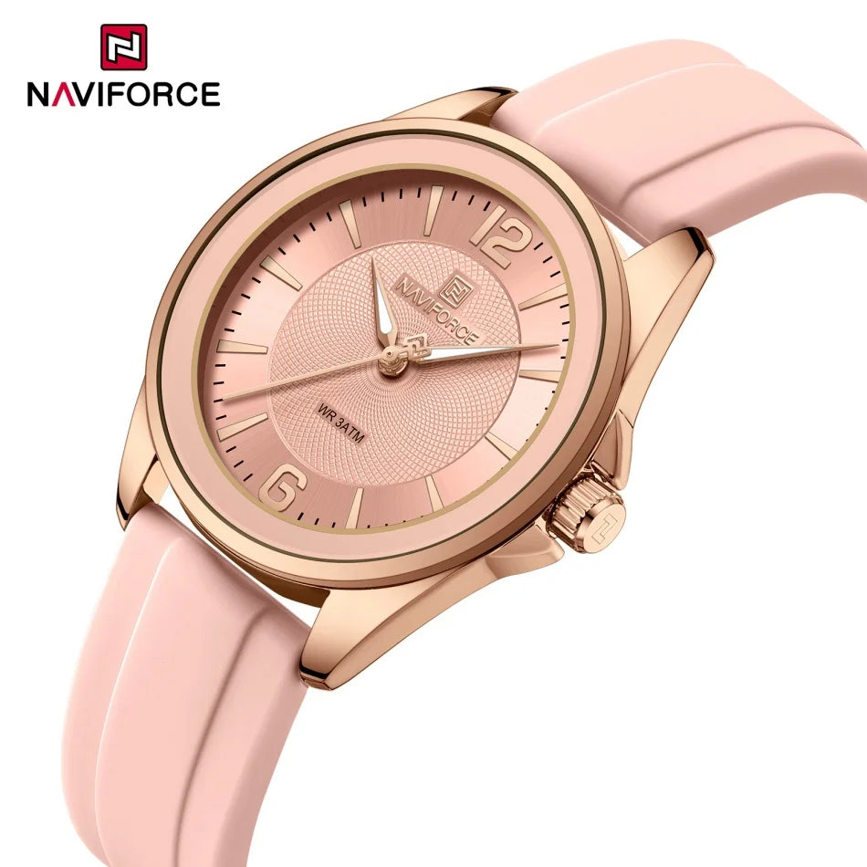 NAVIFORCE Luxury Sport Watch for Women Elegant Waterproof Wristwatch with Comfortable Silicone Strap Fashion Ladies Dress Clock