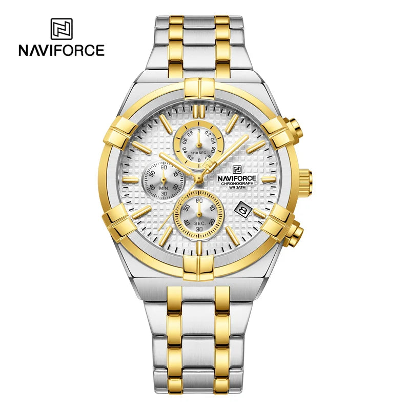 NAVIFORCE Original Men's Watches Waterproof Classics Quartz Wristwatches Stainless Steel Luminous Chronograph Clock 2023 Trend