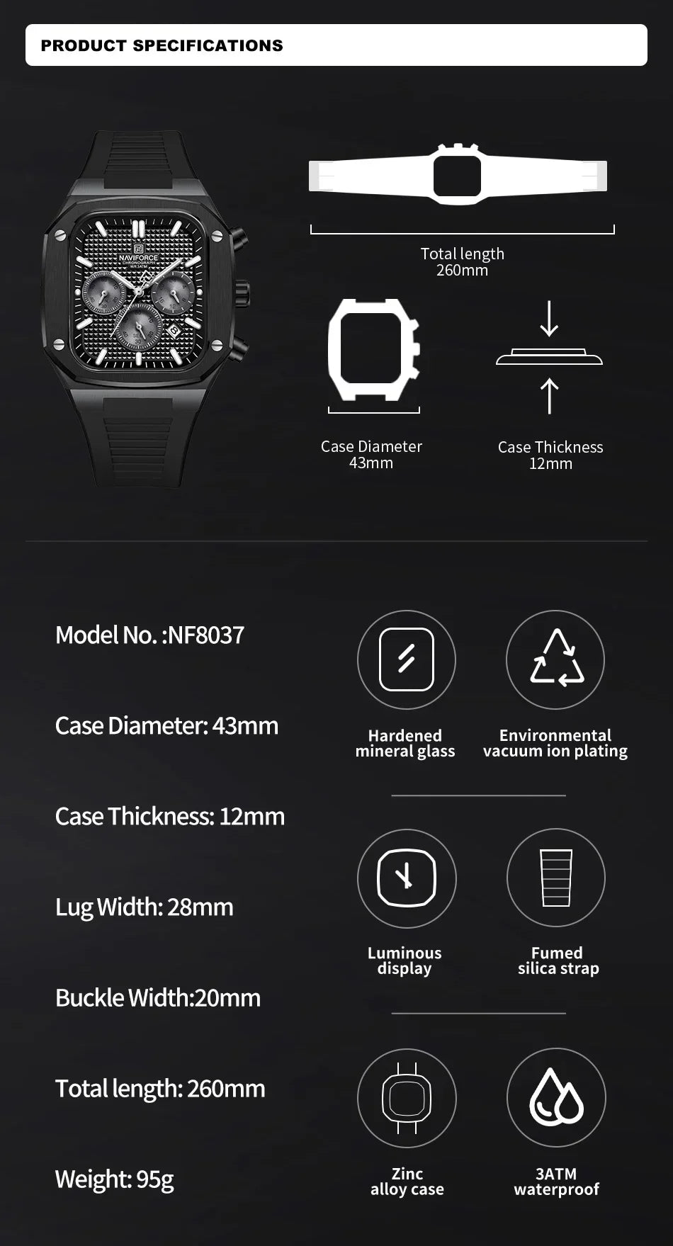 NAVIFORCE Brand New Men's Watches Luxury Date  Luminous Clock Chronograph Quartz Wristwatches Waterproof Relogio Masculino Gifts