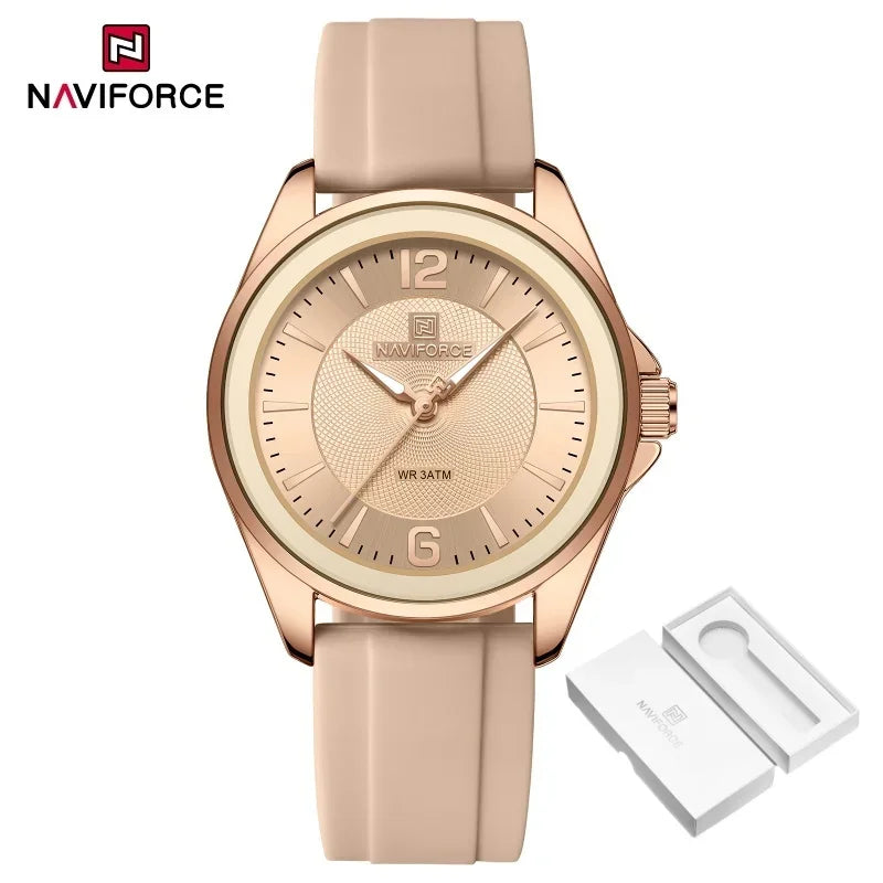 NAVIFORCE Luxury Sport Watch for Women Elegant Waterproof Wristwatch with Comfortable Silicone Strap Fashion Ladies Dress Clock