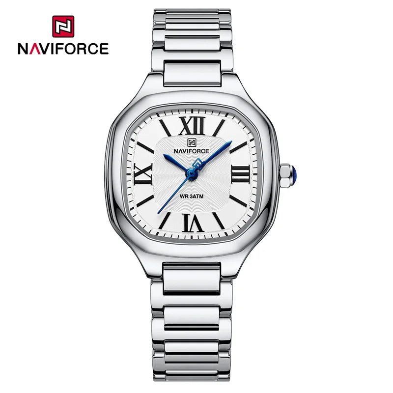 NAVIFORCE Women's Casual Watch Stainless Steel Bracelet Fashion Business Waterproof Quartz Wristwatches Ladies' Relogio Feminino