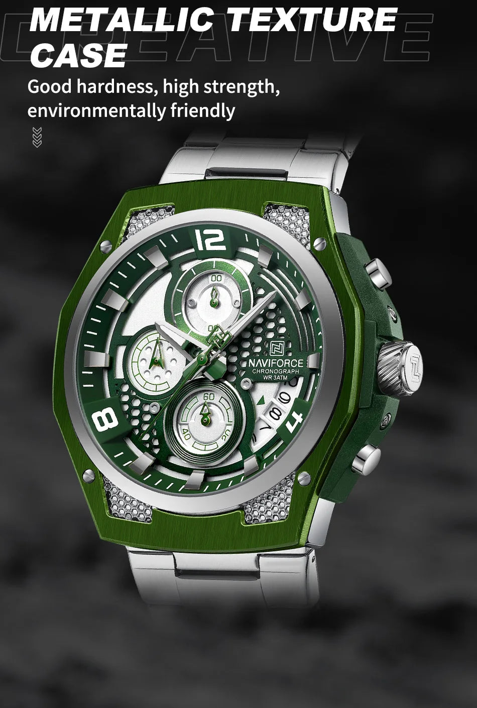 NAVIFORCE Business Watches for Men Fashion Stainless Steel Quartz Chronograph Waterproof WristWatch Male In Luxury Package Gifts
