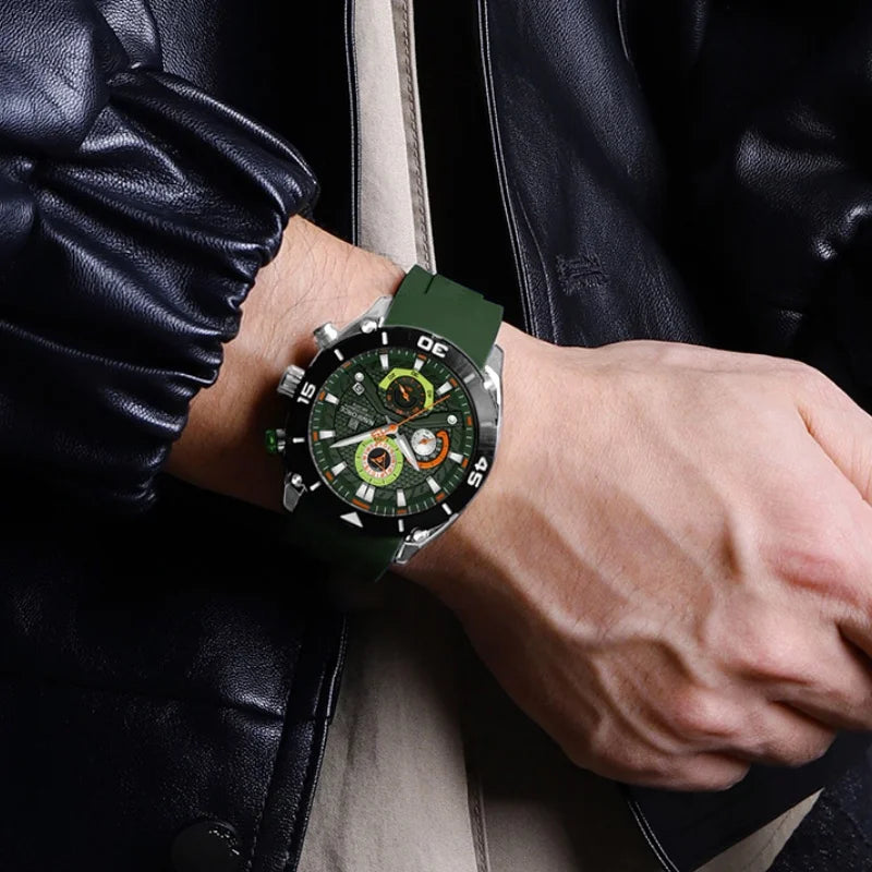 NAVIFORCE Man's Watch Quartz Chronograph 30M Waterproof Luminous Date Display Silicone Strap Trends Sports Wristwatch for Men