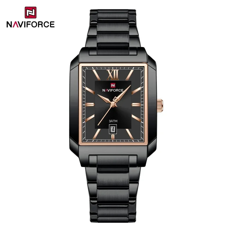 NAVIFORCE Luxury Couple Watch Stainless Steel Lover's Date Watches Quartz WristWatch For Women Men Simple Waterproof Clock Gift