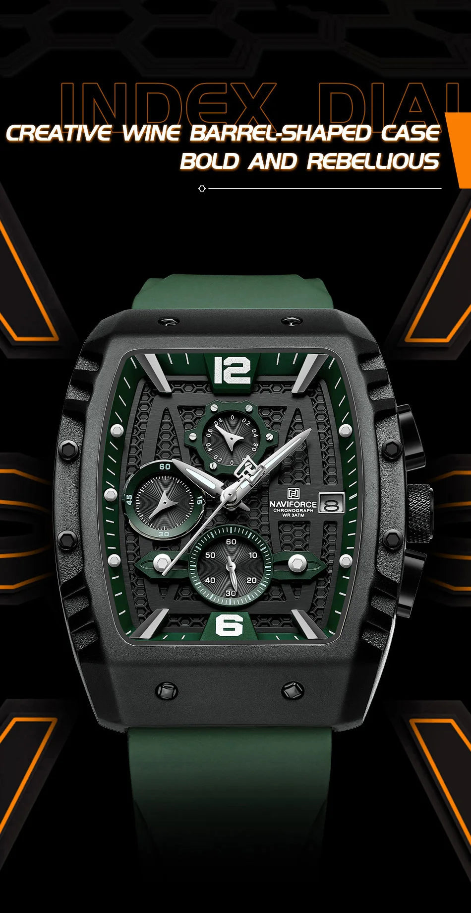 NAVIFORCE Brand 2023 New Men's Watches Luxury Silicone Strap Casual Quartz Wristwatches Sport Waterproof Clock Relogio Masculino