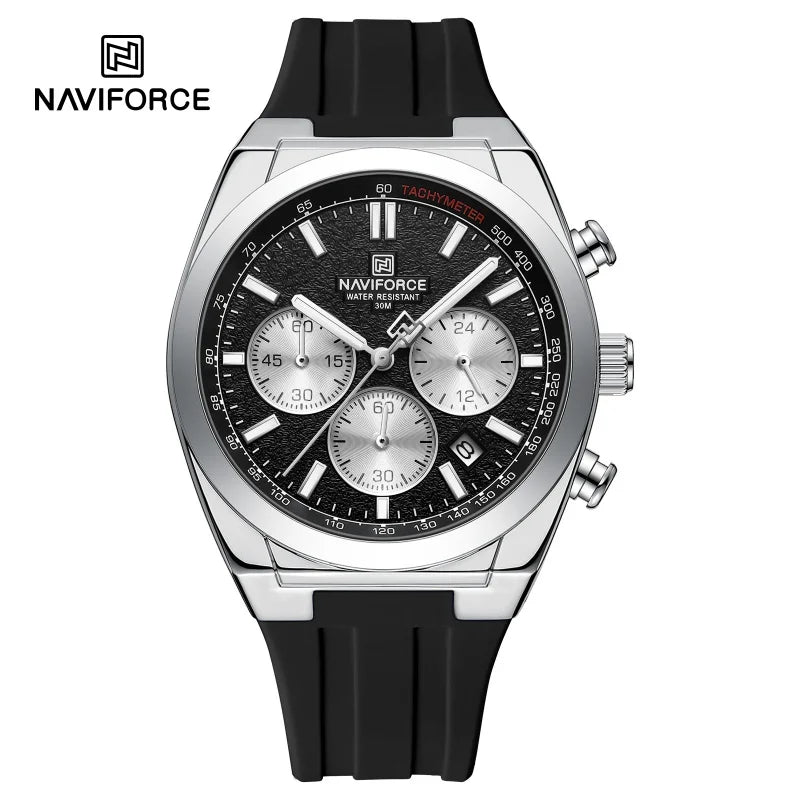 NAVIFORCE Waterproof Sport Watches for Men Military Multi-function Chronograph Wrist Watch Male Luxury Silica Strap Quartz Clock