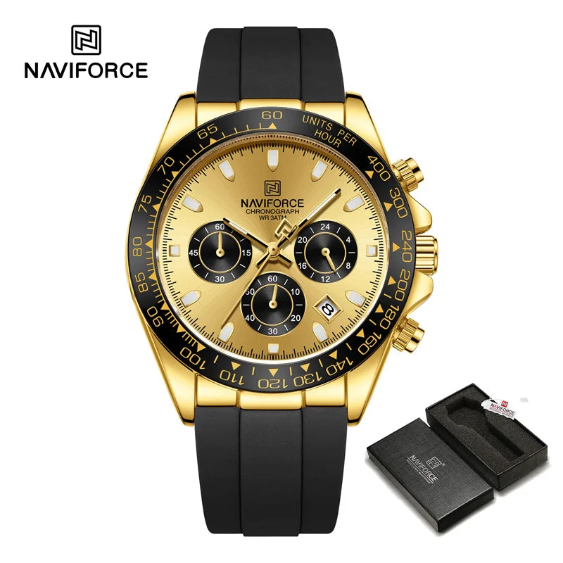 NAVIFORCE Brand Fashion Luxury Watch For Men Waterproof Chronograph Clock Business Casual Silicone Strap Wristwatches 2024 New