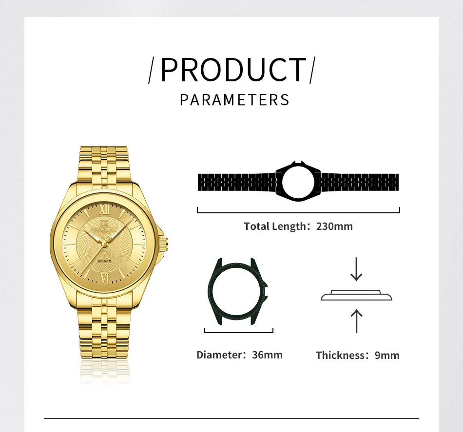 NAVIFORCE Women Watches Ladies Creative Watch Stainless Strap New Fashion Charm Quartz 30m waterproof Wristwatches Female Clock