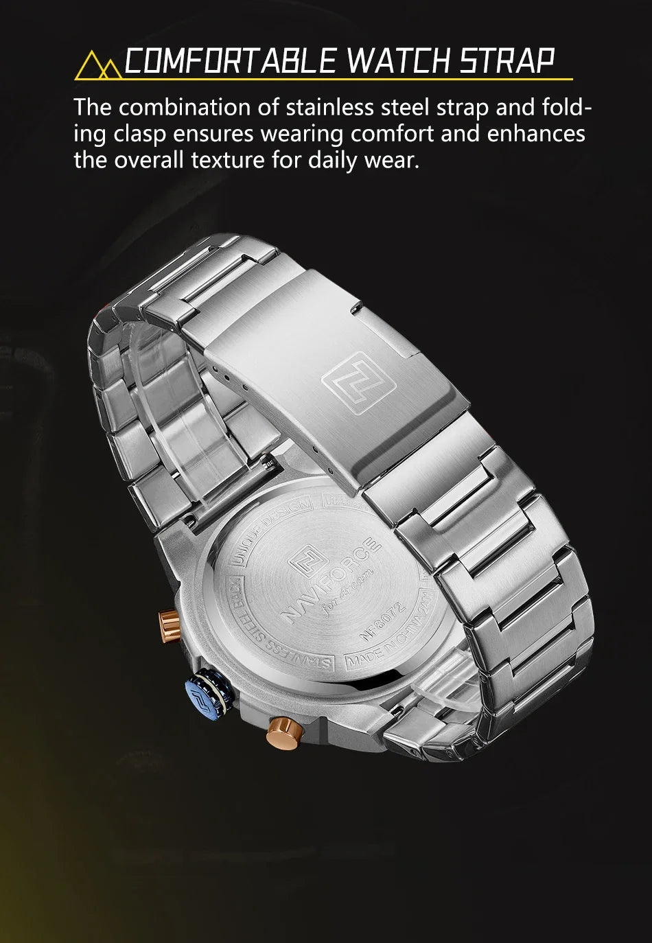 NAVIFORCE Luxury Brand Business Casual Watch Sports Multifunctional Chronograph Watches Mens Quartz Stainless Steel Wristwatches