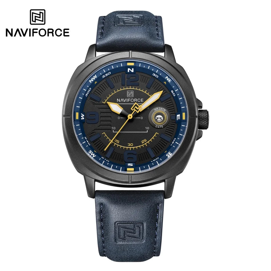 NAVIFORCE New Watches for Men Quartz Calendar 3ATM Waterproof Clocks High Quality PU Strap Male Business Wristwatch Reloj Hombre