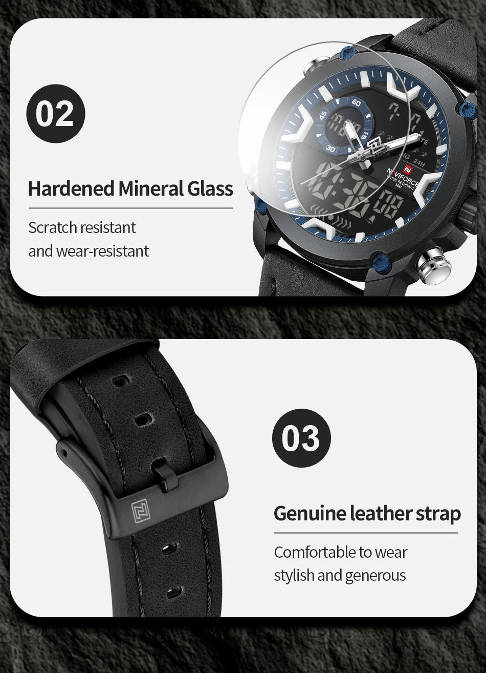 New NAVIFORCE Brand Watch Men Genuine Sports Watches Men's Army Military Quartz Wristwatch Chronograph Male Date and Date Clock
