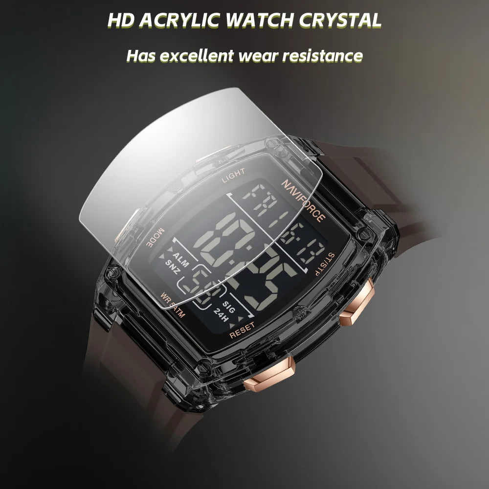 NAVIFORCE Men's Watch Alloy Dial Analog LCD Digital Display Sport Waterproof Quartz Wristwatch Date Chronograph Luminous Clock